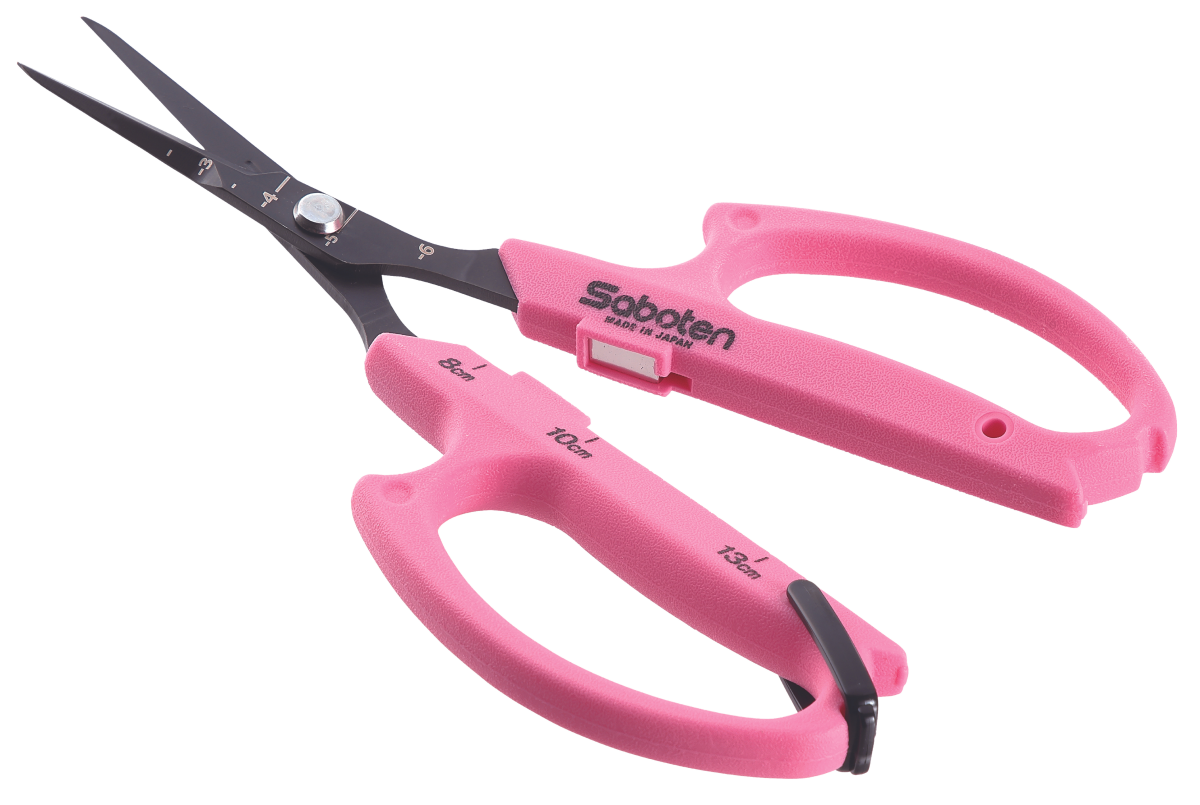 Tijera automática angulada rosa saboten